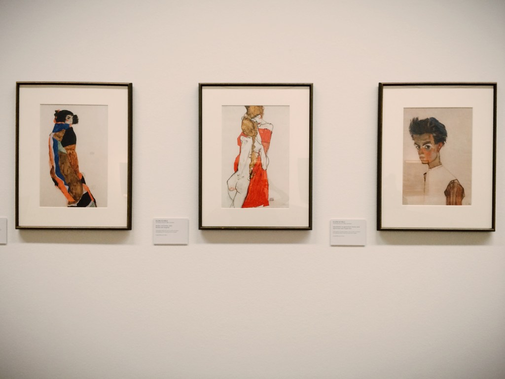 Egon Schiele - Moa 1911 + Mother and Daughter 1913 + Self Portrait in a striped shirt 1910